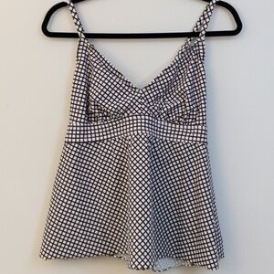 Kona Sol Women’s Checkered Tankini Swim Top – XL – Chic & Flattering Swimwear